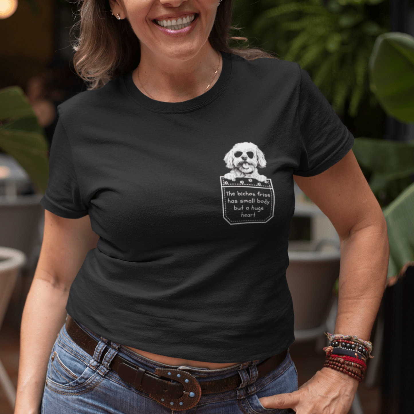 Bichon Frise in Sunglasses - "The Bichon Frise has a small body, but a huge heart"Unisex Bichon Frise T-Shirt for Dog Owners