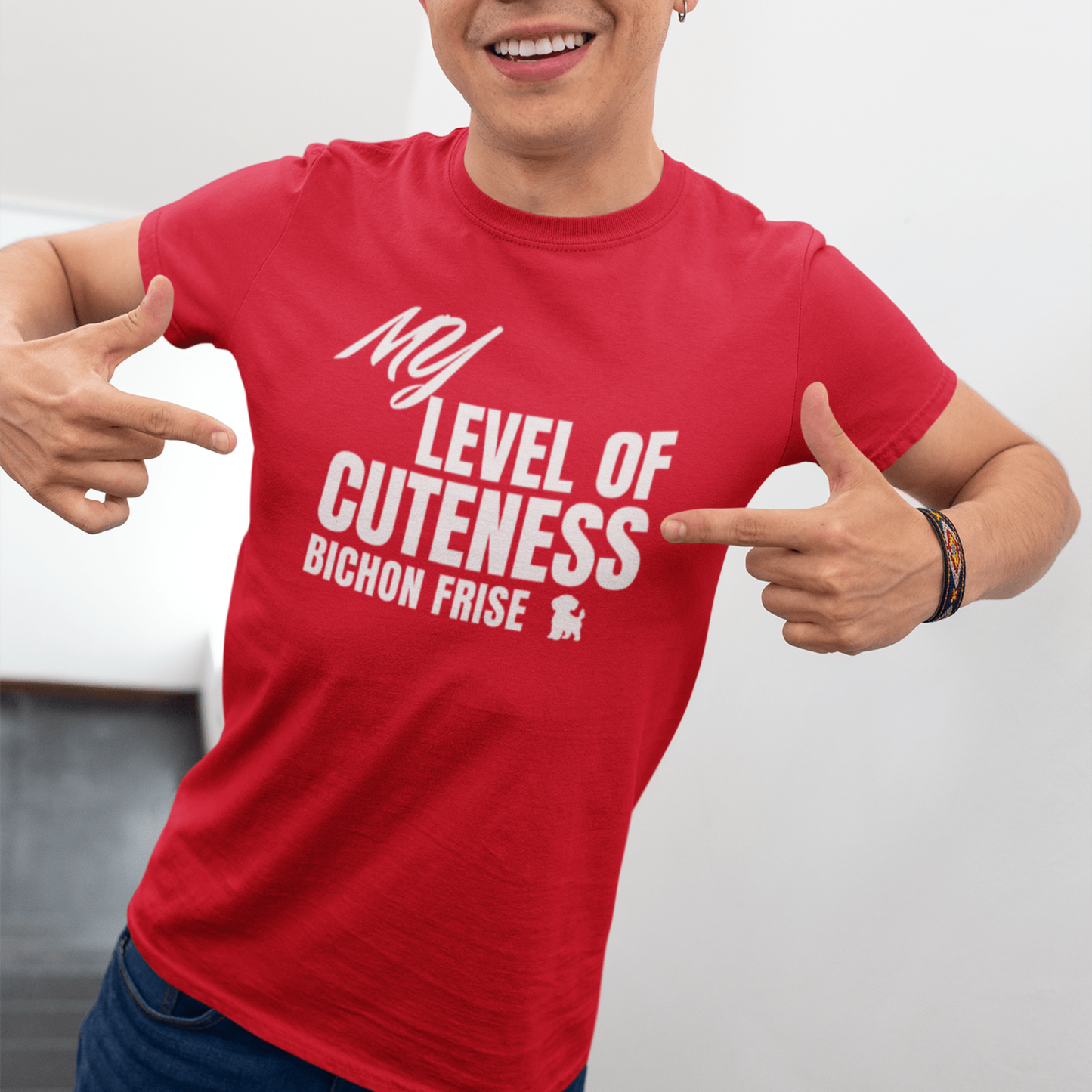 "My Level Of Cuteness Bichon Frise"-Unisex Bichon Frise T-Shirt for Dog Owners