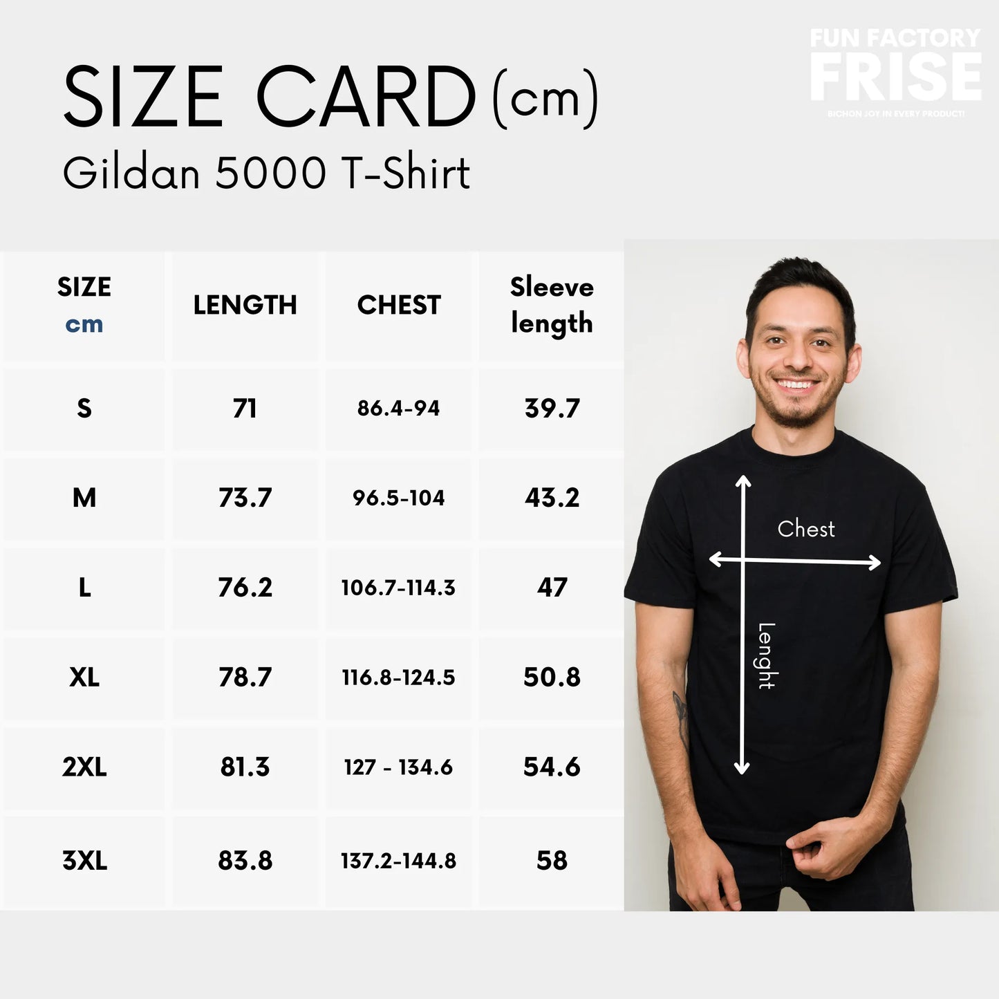 Man Size Chart T-shirt cm gilda 5000 Fun Factory Frise