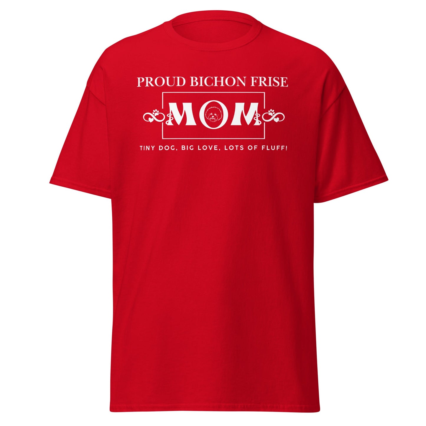 "Proud Bichon Mom – Tiny Dog, Big Love, Lots of Fluff!"-Unisex Bichon Frise T-Shirt for Dog Owners