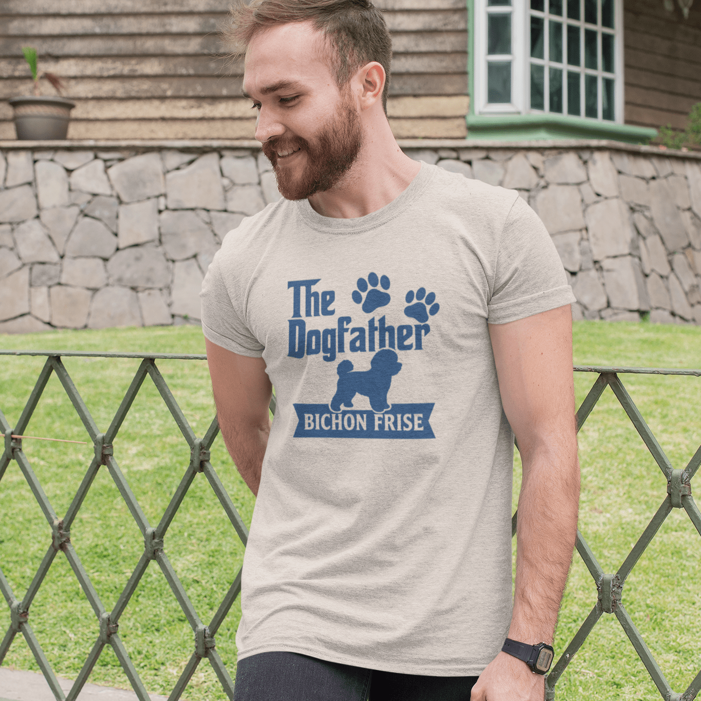 "The Dog Father Bicho Frise" - Funny Unisex T-Shirt (Blue Design) - Fun Factory Frise
