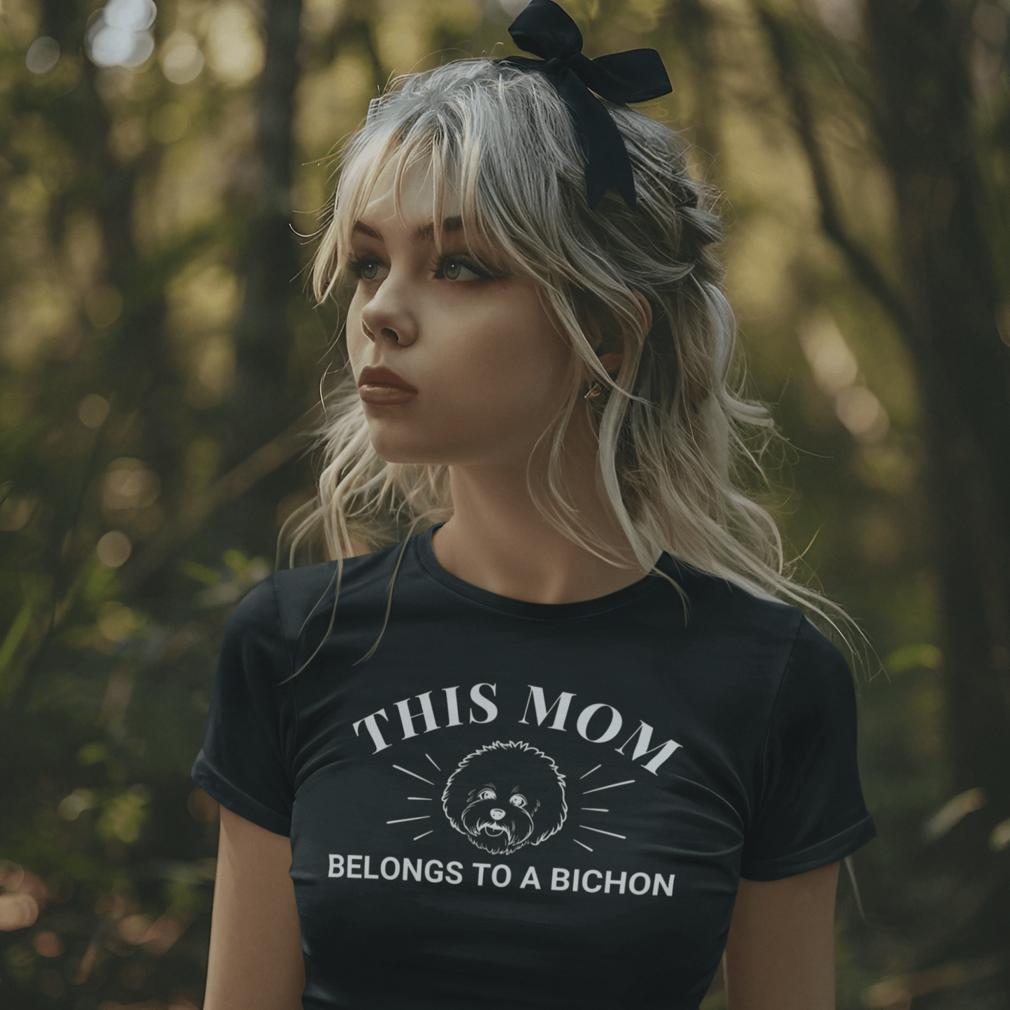 "This Mom Belongs to a Bichon"- Unisex Bichon Frise T-Shirt for Dog Owners
