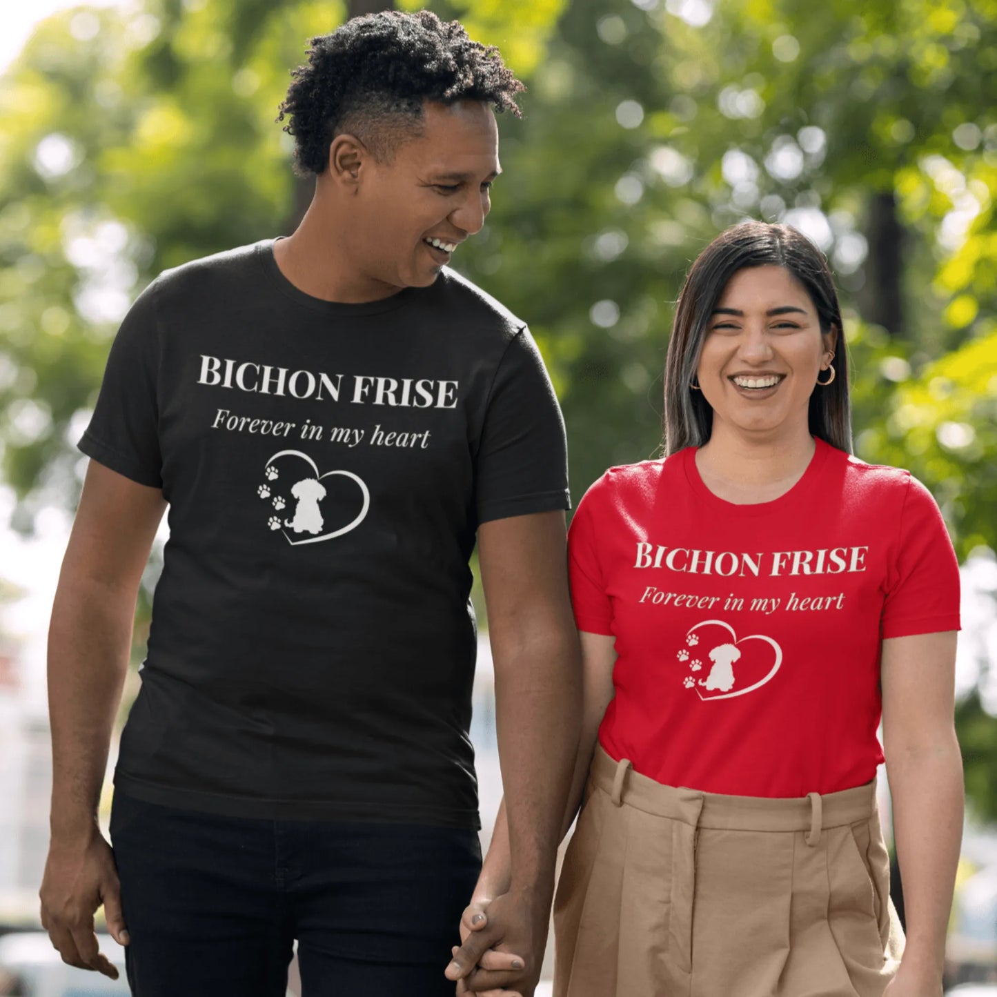 Unisex Bichon Frise T-Shirt for Dog Owners:Bichon Frise Love – "Forever In My Heart"