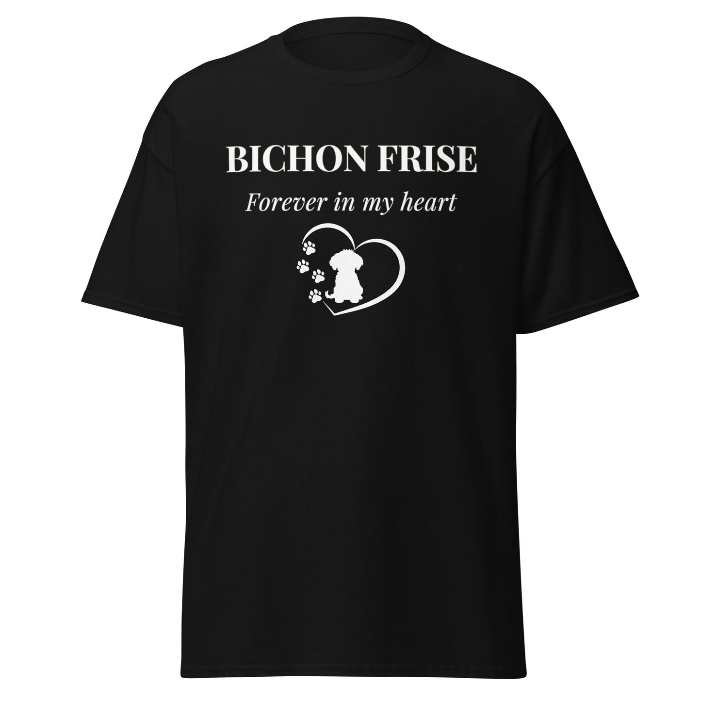 Unisex Bichon Frise T-Shirt for Dog Owners:Bichon Frise Love – "Forever In My Heart"