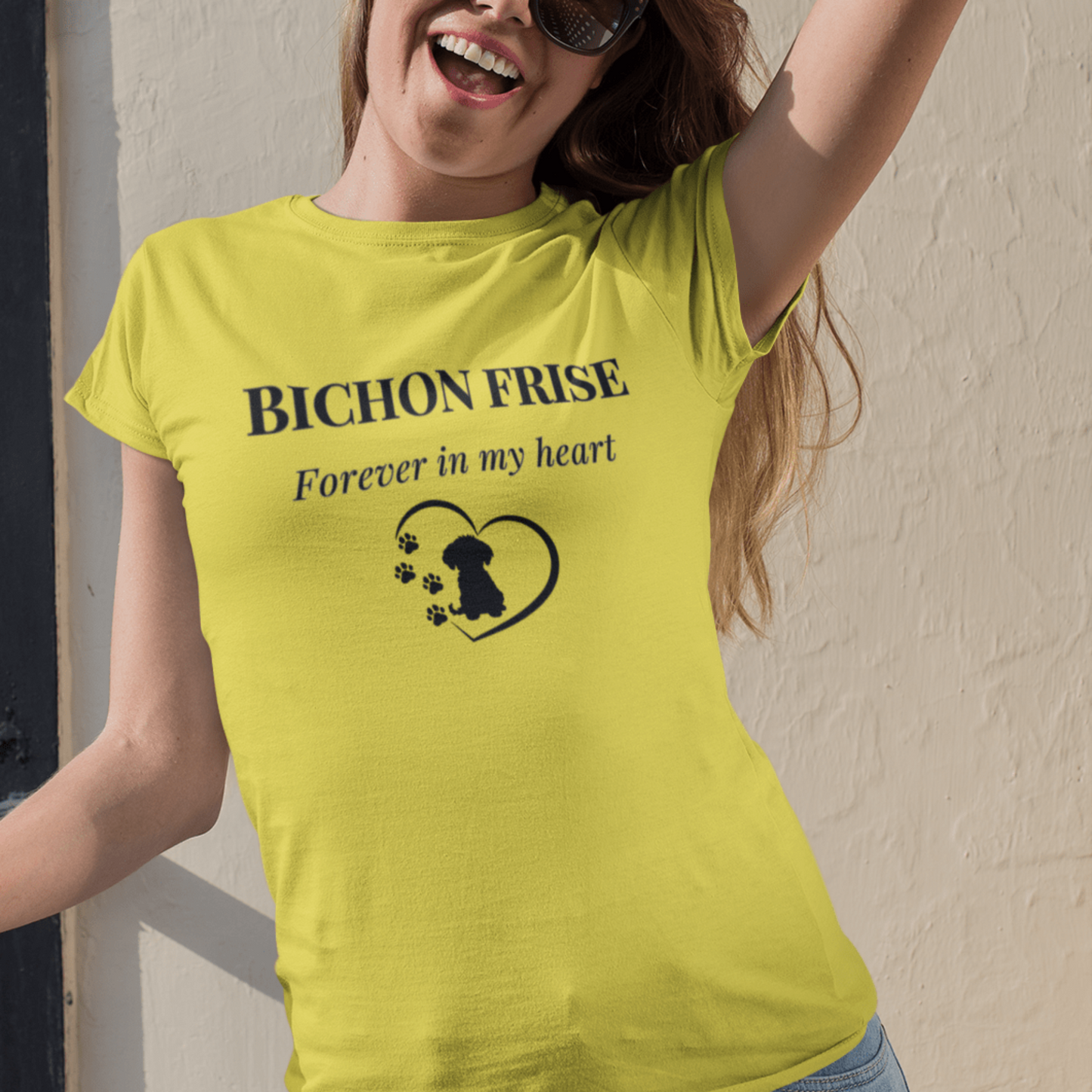 Unisex Bichon Frise T-Shirt for Dog Owners:Bichon Frise Love– "Forever In My Heart "