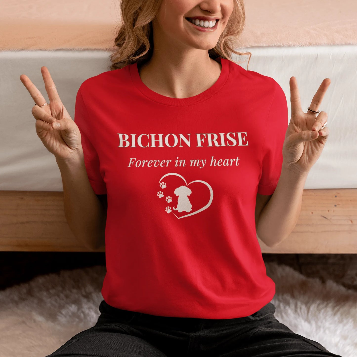Unisex Bichon Frise T-Shirt for Dog Owners:Bichon Frise Love – "Forever In My Heart"