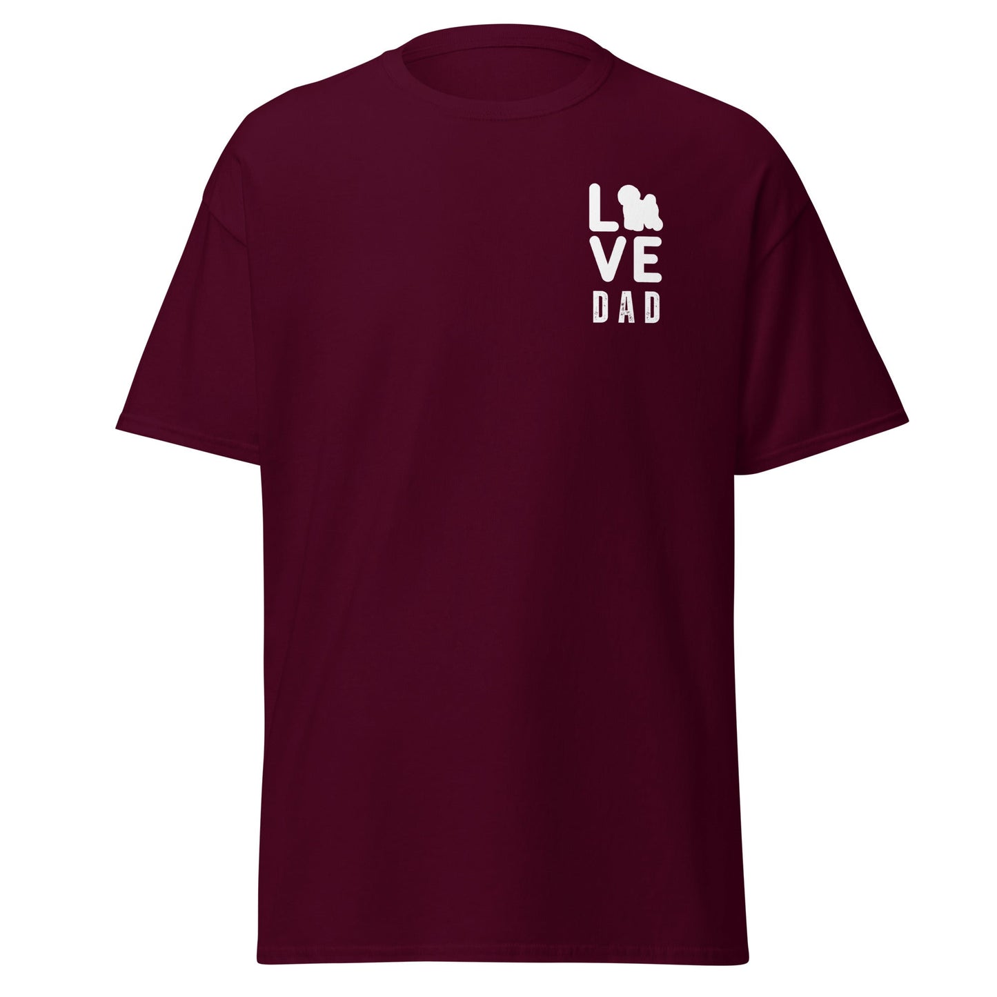 Unisex Bichon Frise T-Shirt for Dog Owners:"Love Dad" Bichon frise Siluett