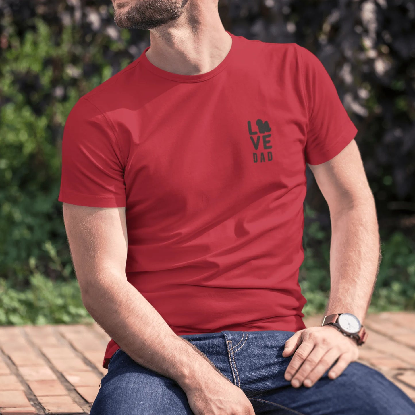 Unisex Bichon Frise T-Shirt for Dog Owners:"Love Dad" Bichon frise Siluett Unisex Bichon Frise T-Shirt for Dog Owners