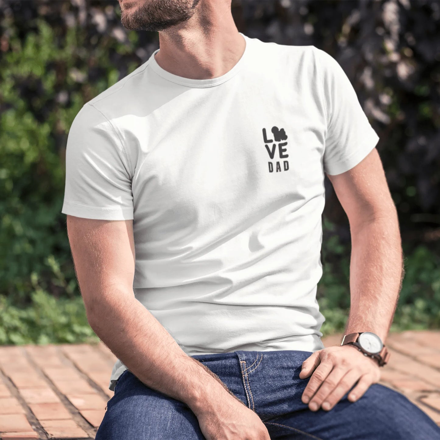 Unisex Bichon Frise T-Shirt for Dog Owners:"Love Dad" Bichon frise Siluett Unisex Bichon Frise T-Shirt for Dog Owners