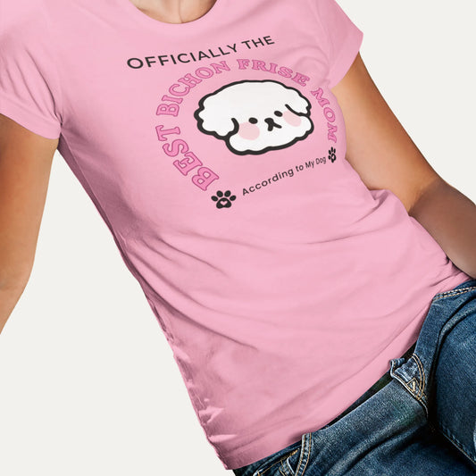Officially the Best Bichon Frise Mom (According to My Dog)"-Unisex Bichon Frise T-Shirt for Dog Owners