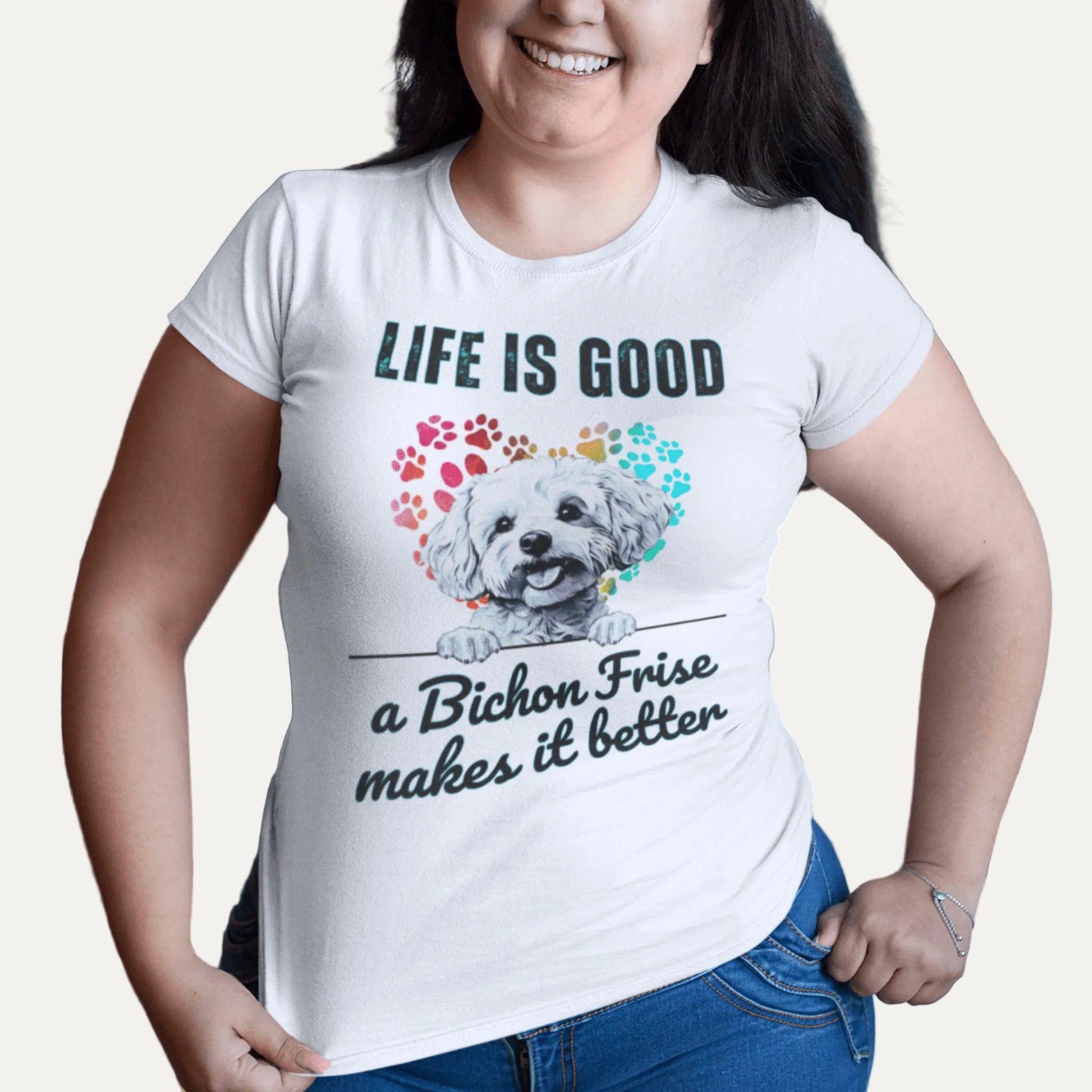 "Life is good a bichon frise makes it better "-Unisex Bichon Frise T-Shirt for Dog Owners