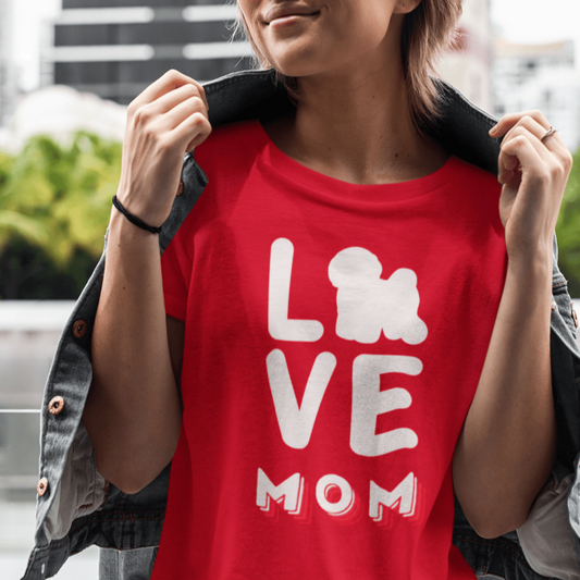 "Love Mom"-Unisex Bichon Frise T-Shirt for Dog Owners