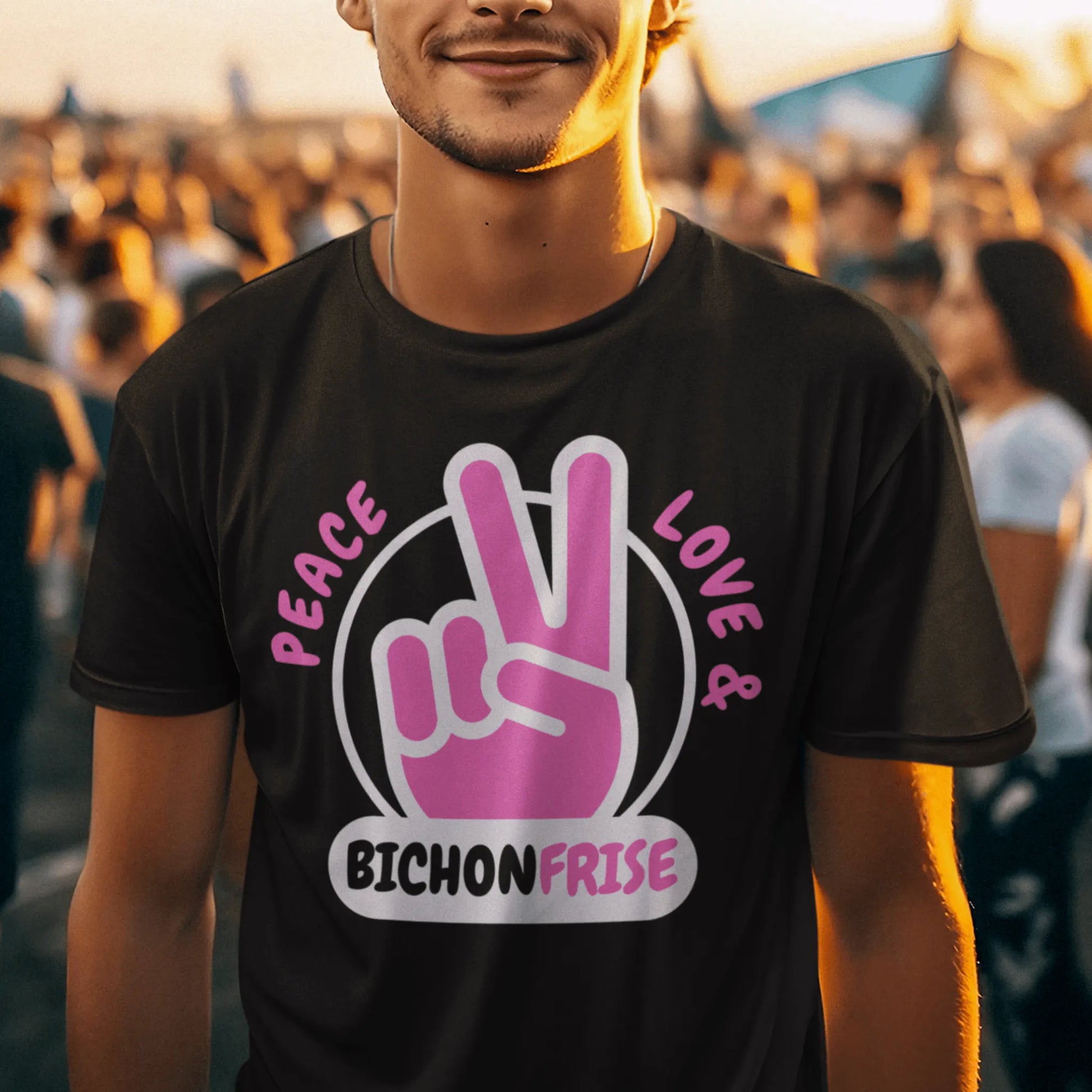 "Peace ,Love, Bichon Frise"-Unisex Bichon Frise T-Shirt for Dog Owners
