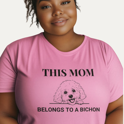 This Mom Belongs to a Bichon"- Unisex Bichon Frise T-Shirt for Dog Owners
