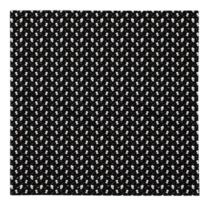 Black bandana with cute Bichon Frise dog pattern, hearts and paw prints – Fun Factory Frise accessory