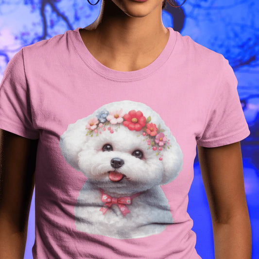 Bichon Frise With Wreath-Unisex Bichon Frise T-Shirt for Dog Owners