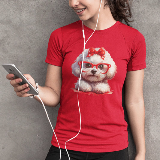 Cute Bichon Frise With Glasses-Unisex Bichon Frise T-Shirt for Dog Owners
