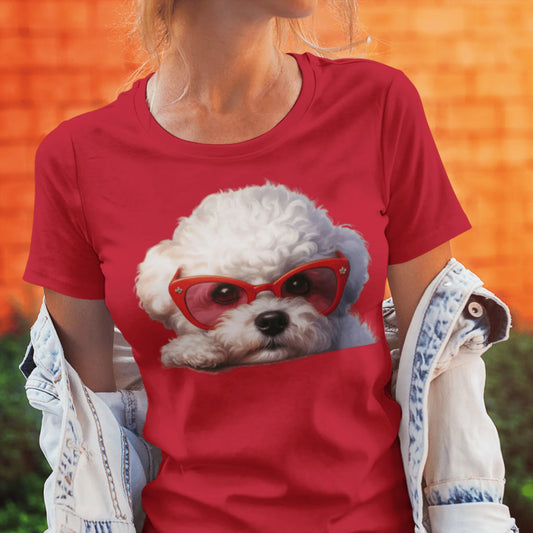 Cute Bichon Frise With Sunglasses-Unisex Bichon Frise T-Shirt for Dog Owners
