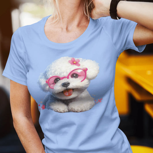 Cute Bichon Frise With Sunglasses-Unisex Bichon Frise T-Shirt for Dog Owners