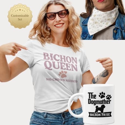 Relaxed home setting featuring Bichon Frise apparel and accessories from the Everyday Joy Set