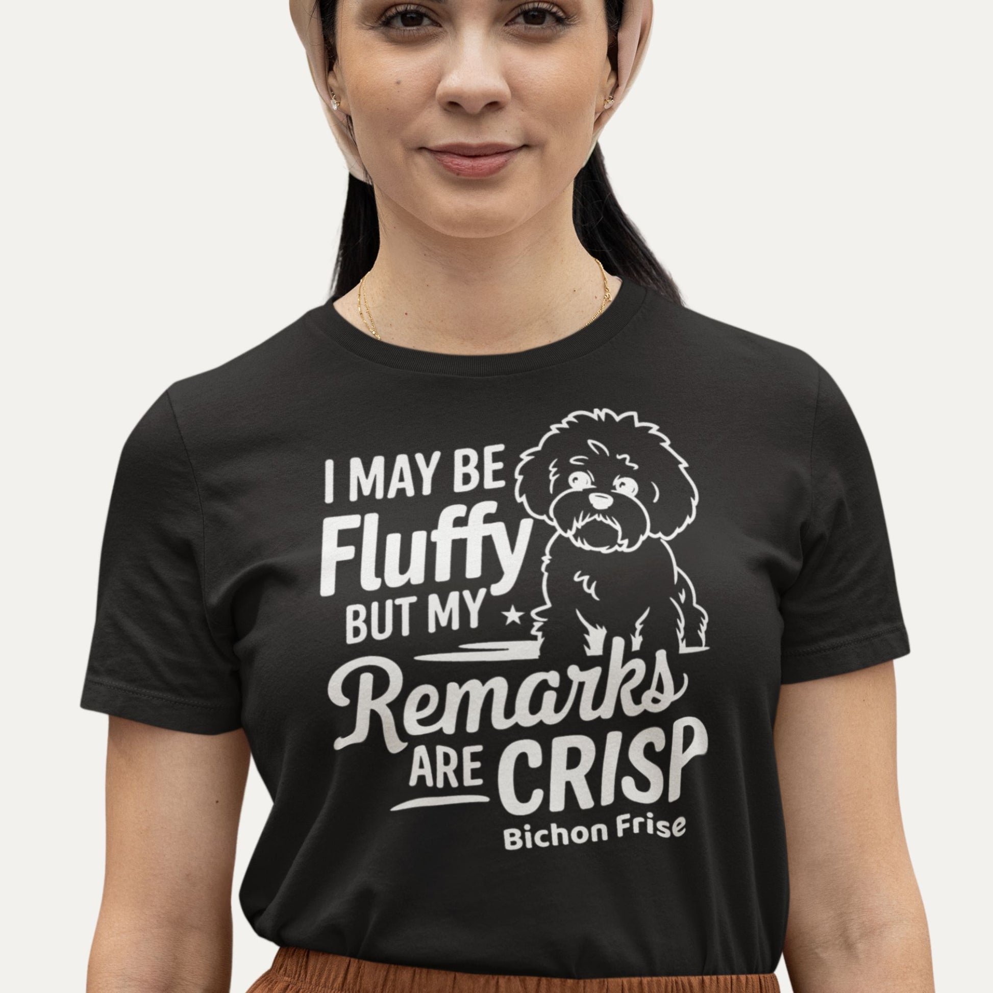 Fluffy but crisp Bichon Frise funny dog T-shirt in black – Playful design, perfect gift for dog lovers with a sense of humor