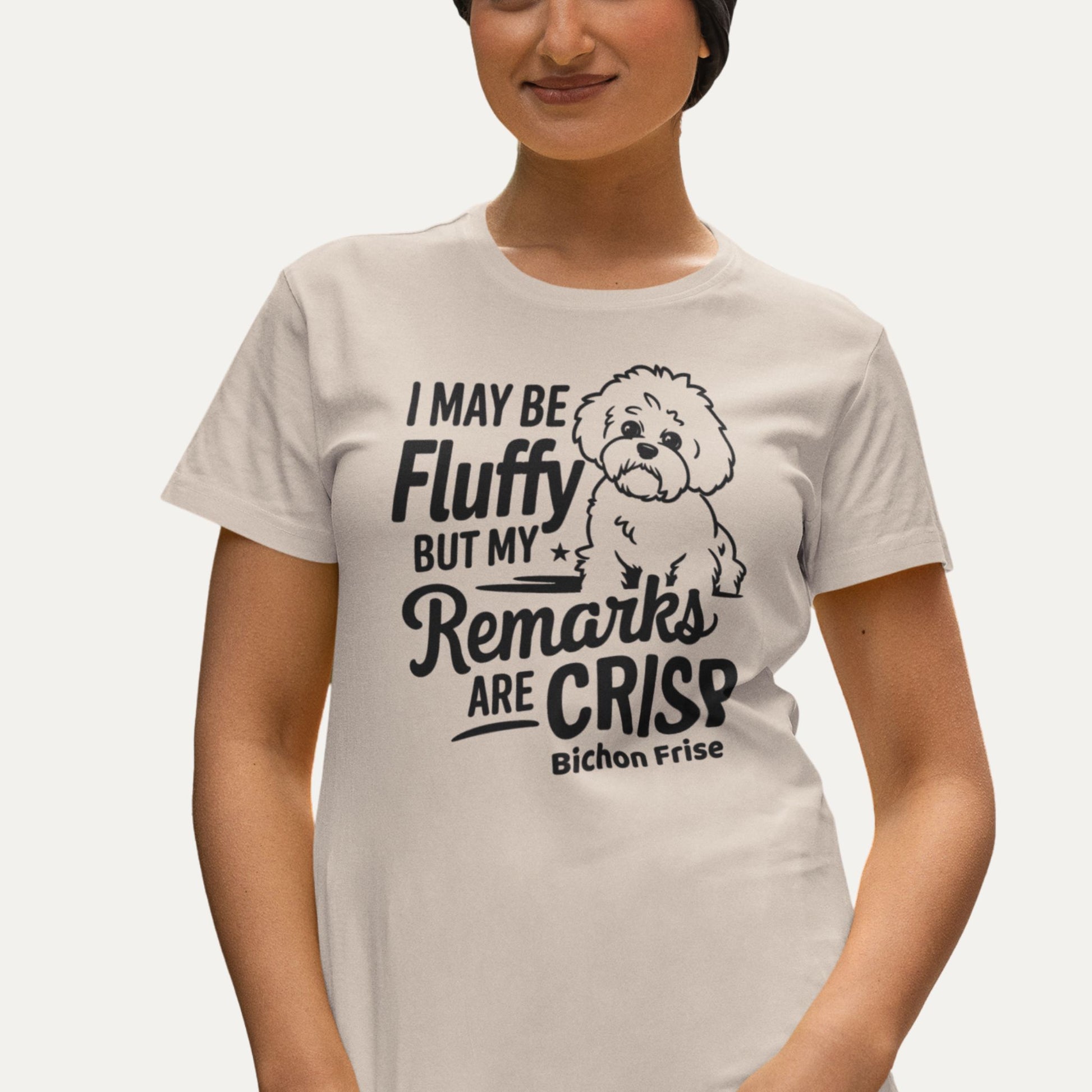 Fluffy but crisp Bichon Frise funny dog T-shirt in natural – Playful design, perfect gift for dog lovers with a sense of humor