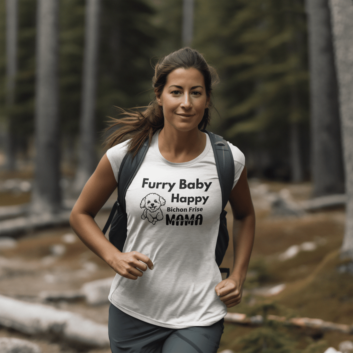 "Furry Baby, Happy Mama"-Unisex Bichon Frise T-Shirt for Dog Owners