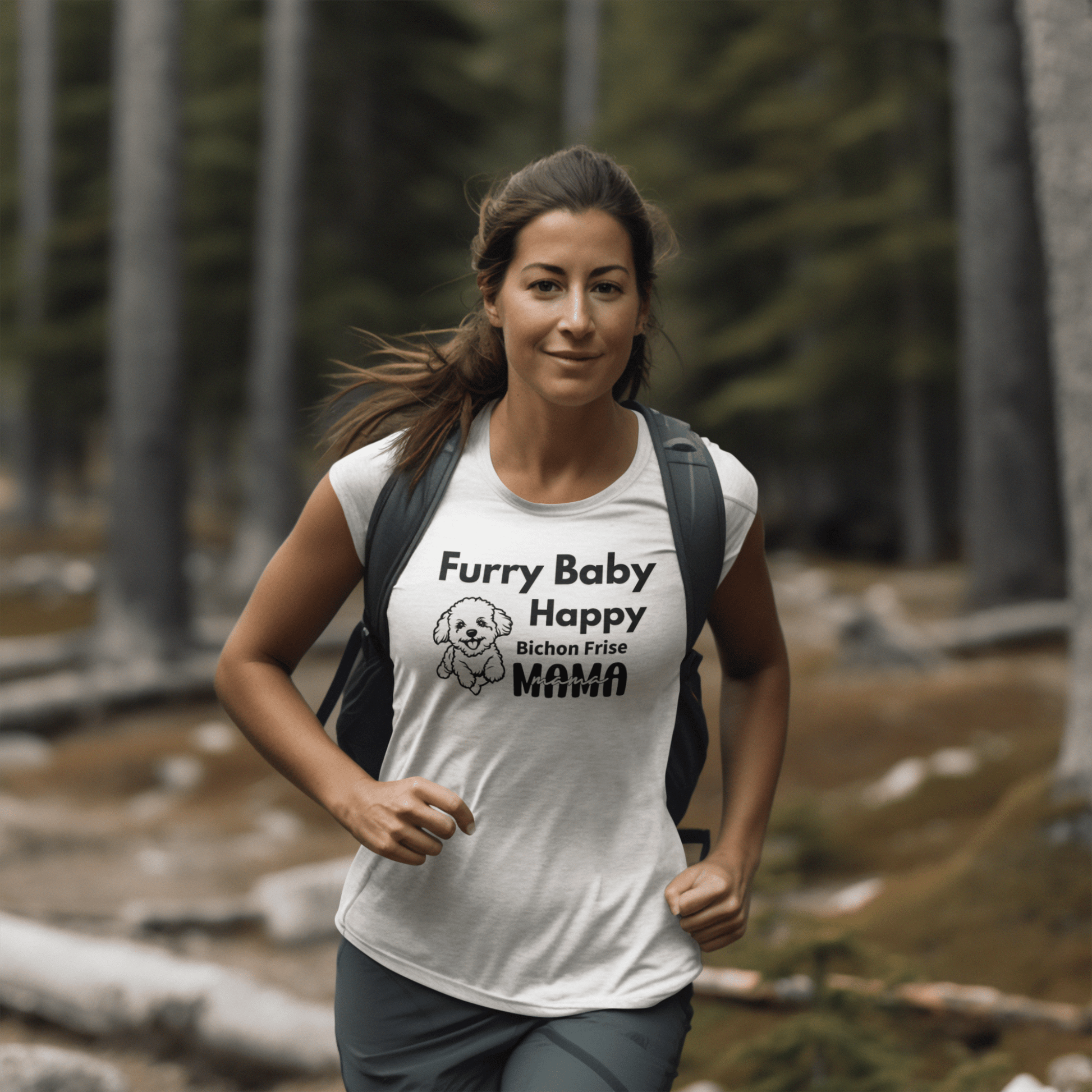 "Furry Baby, Happy Mama"-Unisex Bichon Frise T-Shirt for Dog Owners