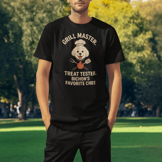 "Grill Master Dog Dad – Funny Bichon Frise BBQ T-Shirt for Father’s Day" - Fun Factory Frise