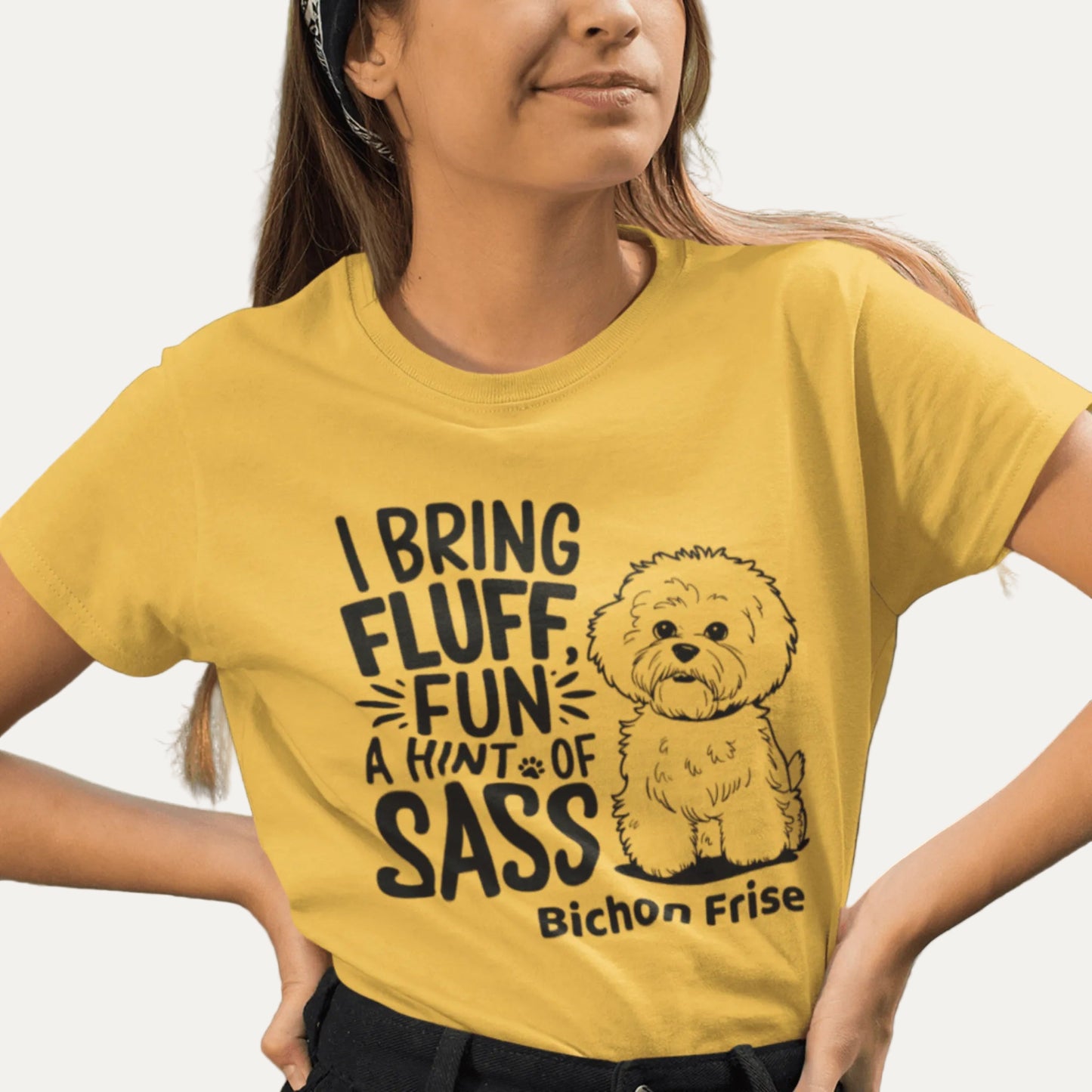 "I Bring Fluff Fun A Hint Of Sass"-Unisex Bichon Frise T-Shirt for Dog Owners