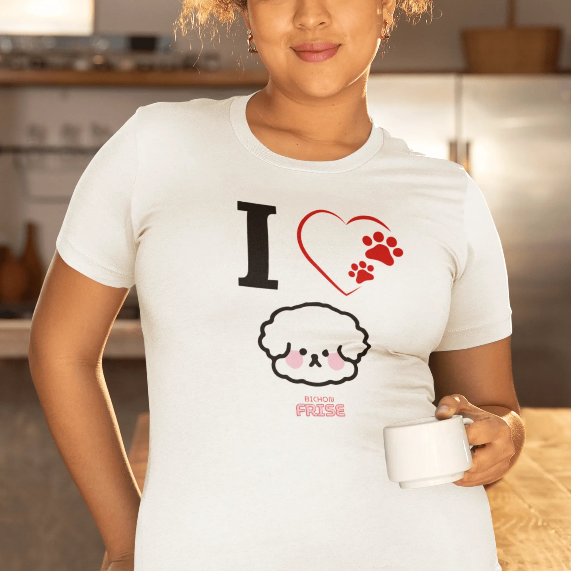 "I Love Bichon Frise"-Funny Unisex T-Shirt (Black Design)