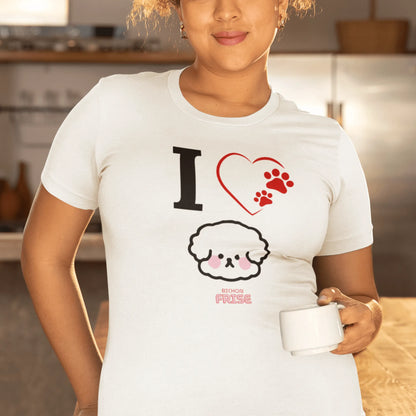 "I Love Bichon Frise"-Funny Unisex T-Shirt (Black Design)