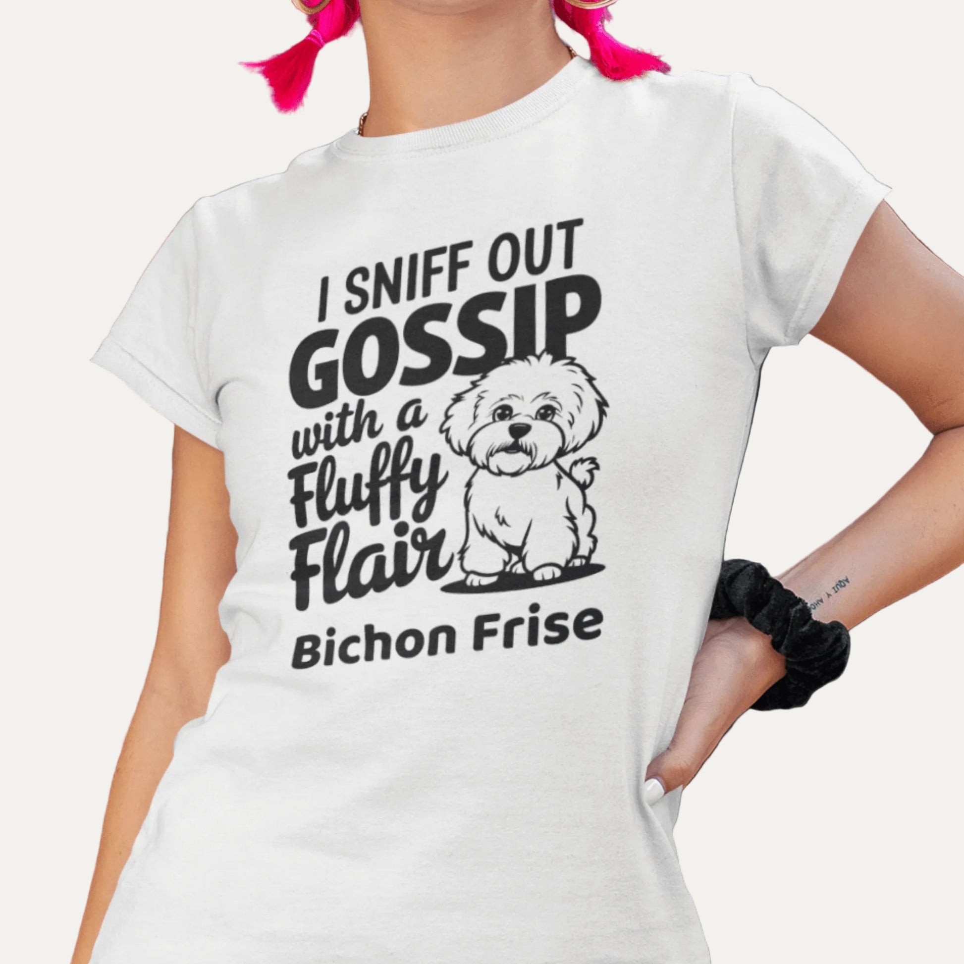 "I Sniff Out Gossip With A Fluffy Flair"-Unisex Bichon Frise T-Shirt for Dog Owners