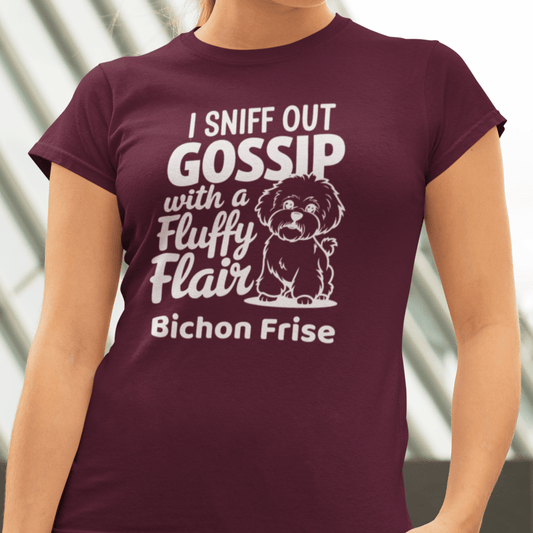 "I Sniff Out Gossip With A Fluffy Flair"-Unisex Bichon Frise T-Shirt for Dog Owners