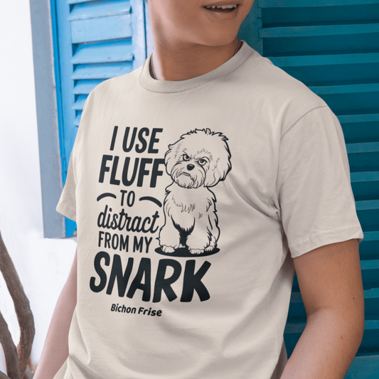 "I Use Fluff To Distract From My Snark"-Unisex Bichon Frise T-Shirt for Dog Owners