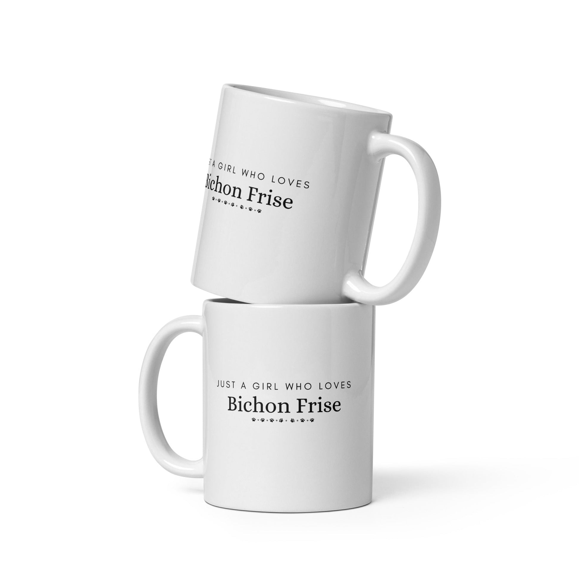 "Just A Girl Who Loves Bichon Frise"-White glossy mug for Bichon Frise dog owners