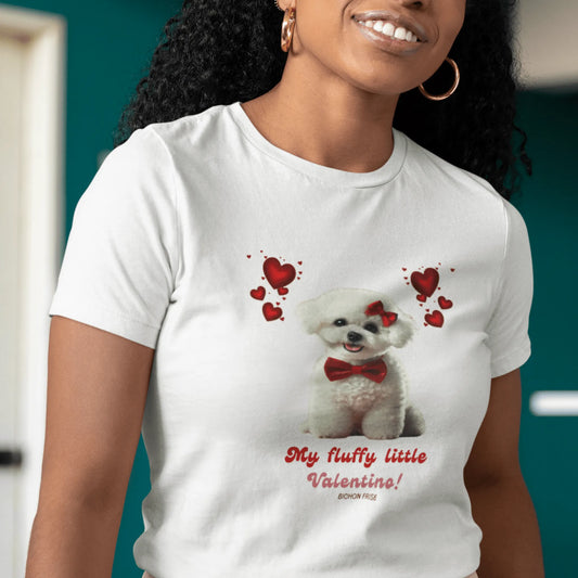 "My Fluffy Little Valentino!"-Unisex Bichon Frise T-Shirt for Dog Owners