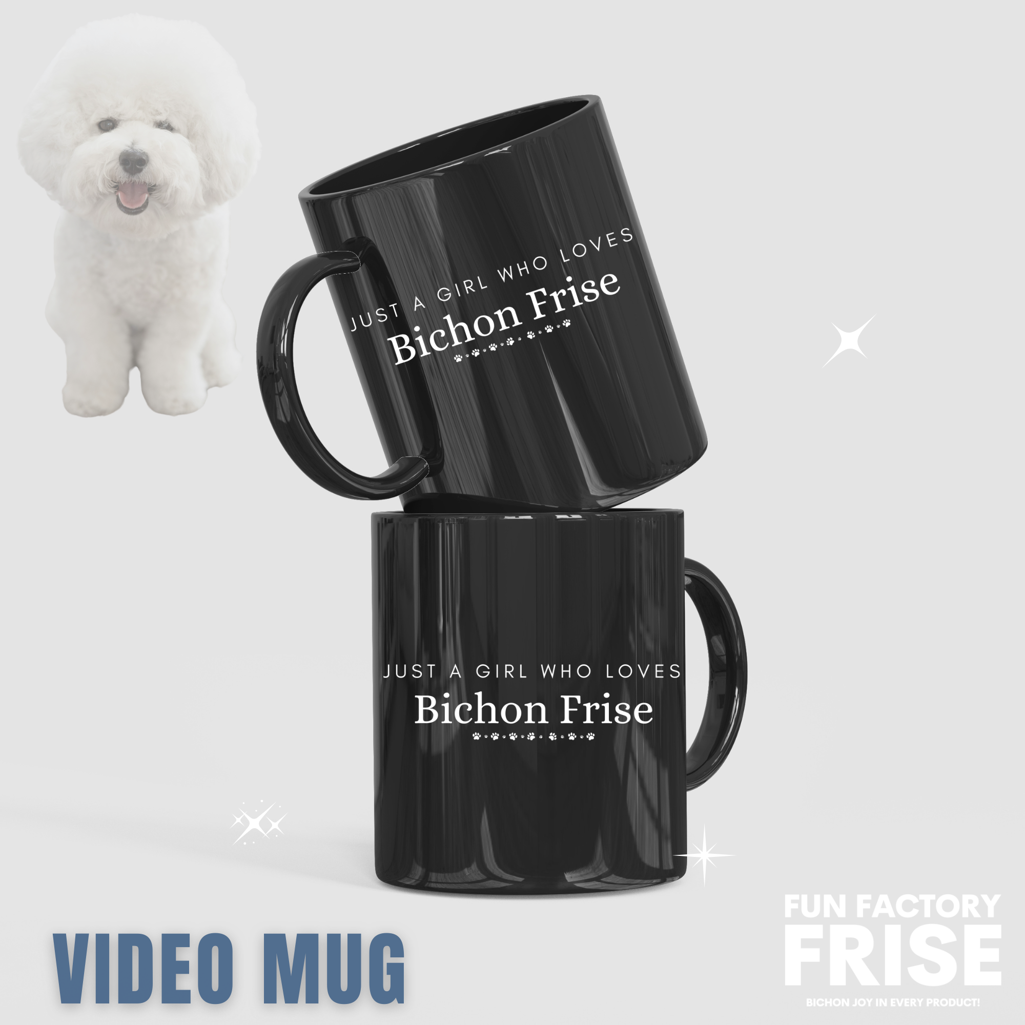 Just A Girl Who Loves Bichon Frise-Black Glossy Mug for Bichon Frise dog owners