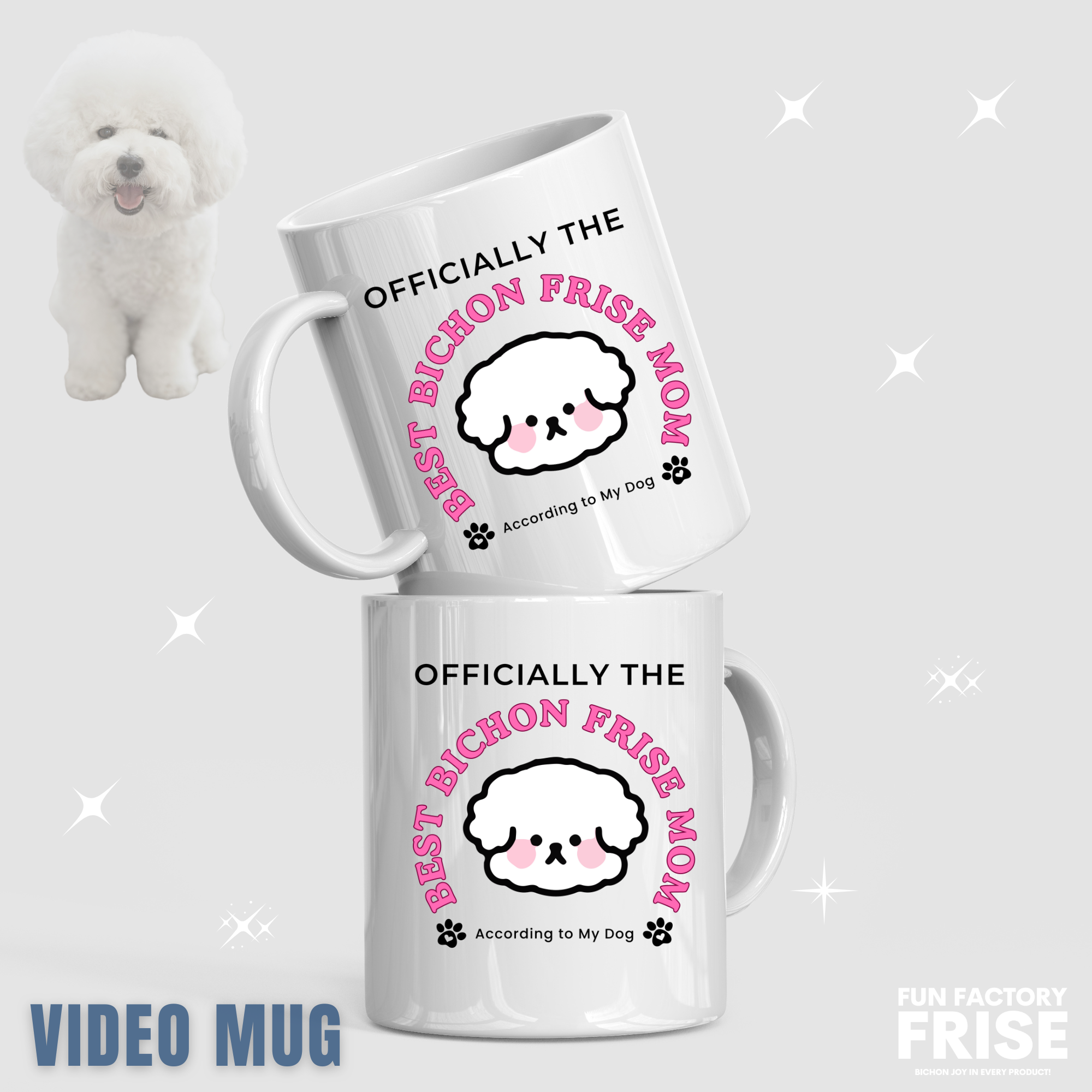 Officially the Best Bichon Mom (According to My Dog)-White glossy mug for Bichon Frise dog owners