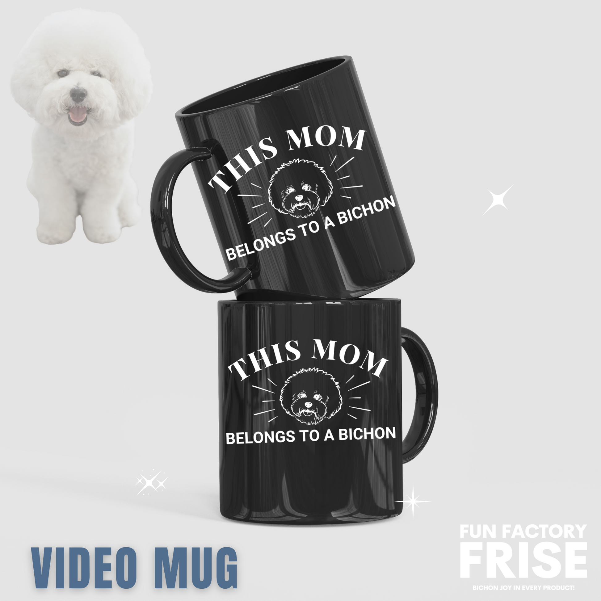 This Mom Belongs to a Bichon-Black Glossy Mug for Bichon Frise dog owners