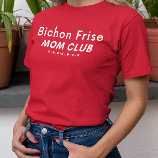 "Bichon Frise Mom Club white graphic T-shirt – funny unisex Mother's Day gift for dog lovers, perfect for Bichon owners and pet moms, stylish and heartfelt design for men and women."
Video