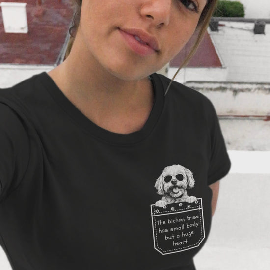 Bichon Frise in Sunglasses - "The Bichon Frise has a small body, but a huge heart"Unisex Bichon Frise T-Shirt for Dog Owners