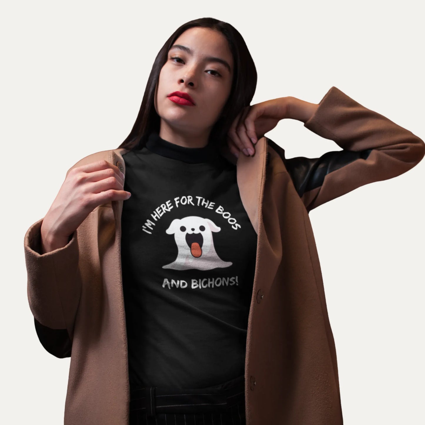 „Itt vagyok a fütyülőkért és a bichonokért!” halloween – vicces unisex póló