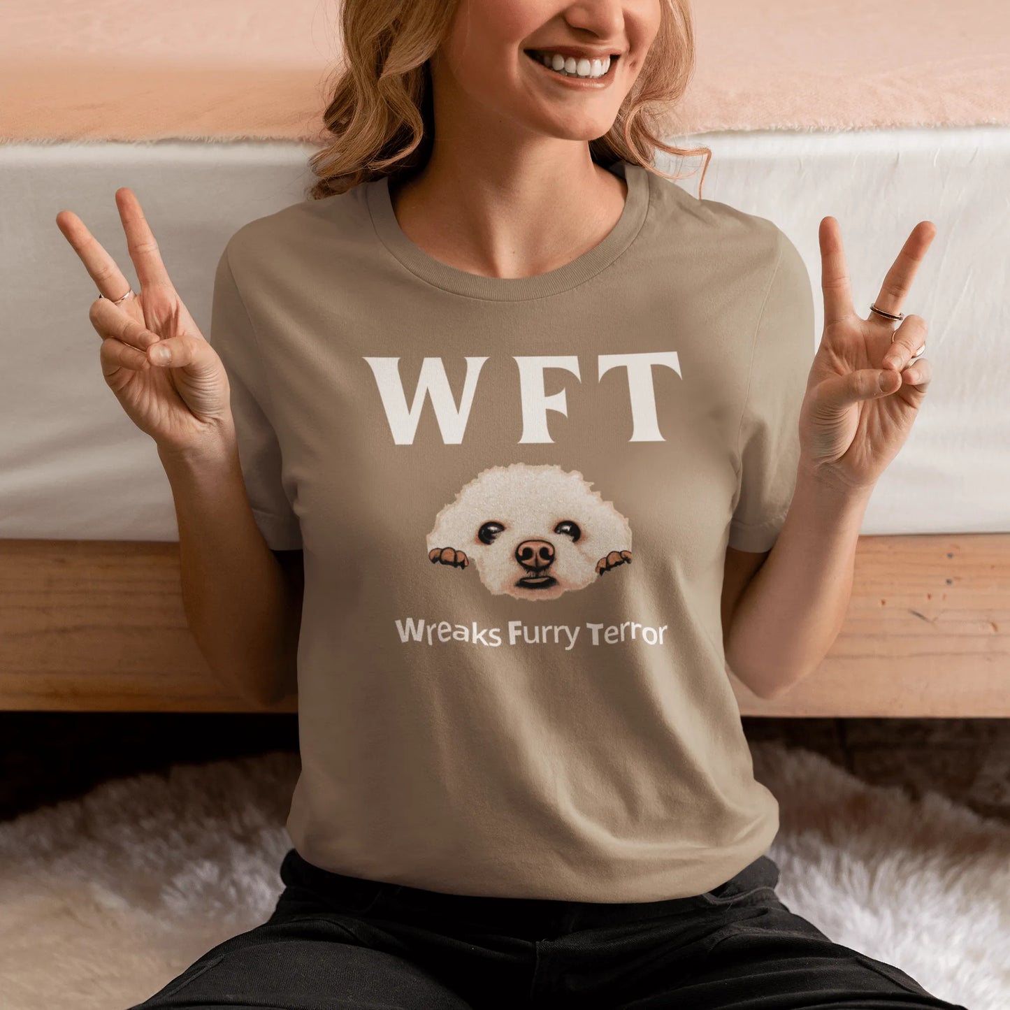 " WFT – Wreaks Furry Terror"-Unisex Bichon Frise T-Shirt for Dog Owners