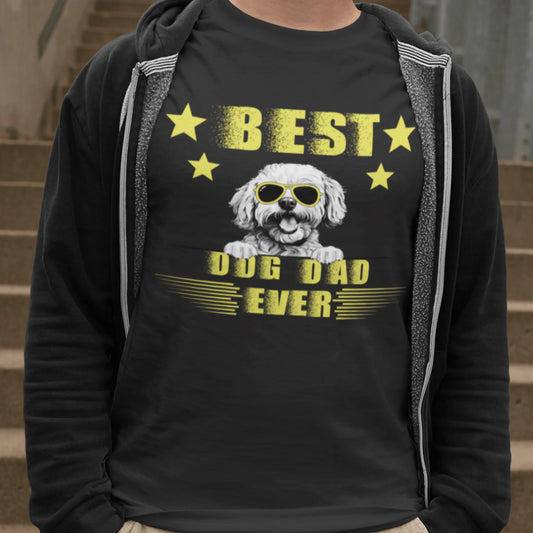 Unisex Bichon Frise T-Shirt for Dog Owners:"Best Dog Dad Ever "