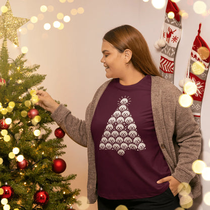 "Funny Bichon Frise Christmas unisex t-shirt with white holiday tree design – perfect gift for dog lovers and Bichon owners"