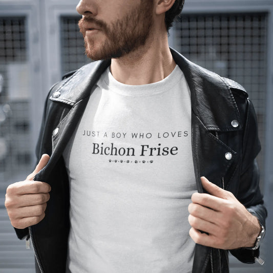 Unisex Bichon Frise T-Shirt for Dog Owners:"Just A Boy Who Loves Bichon Frise"