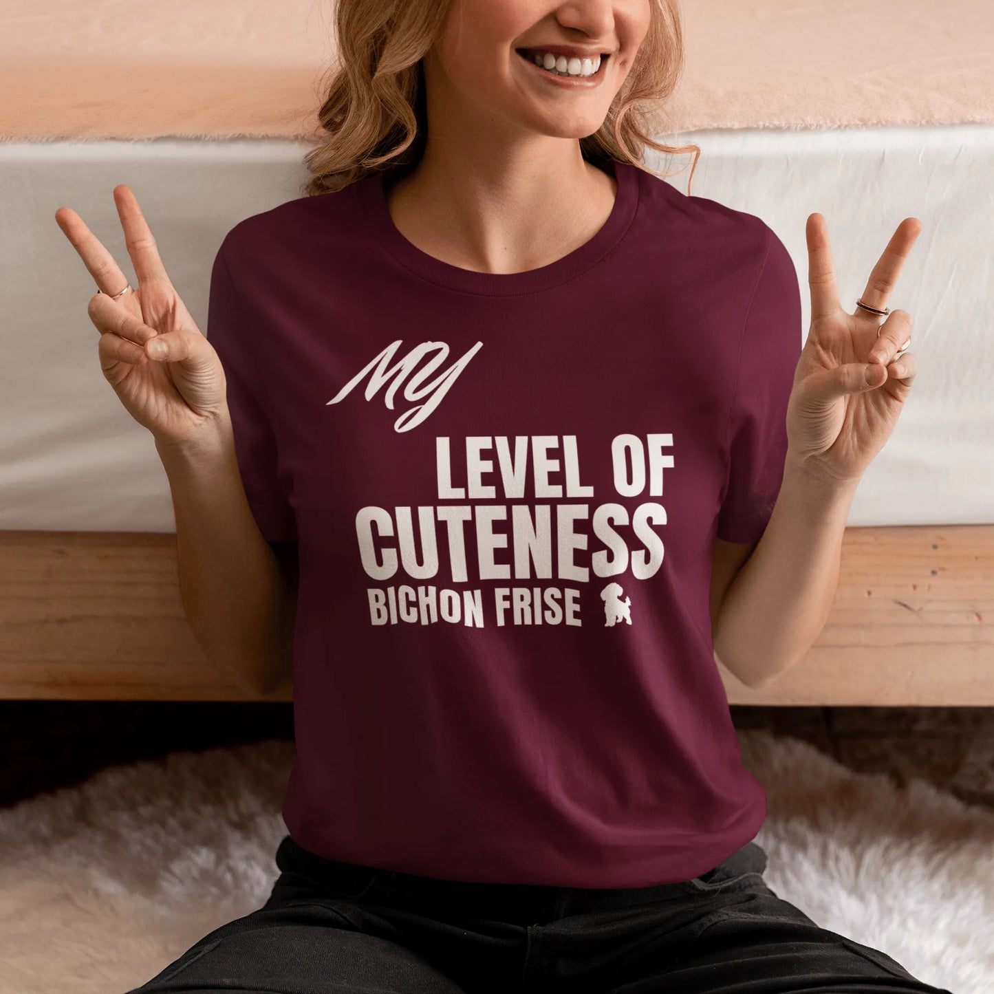 "My Level Of Cuteness Bichon Frise"-Unisex Bichon Frise T-Shirt for Dog Owners