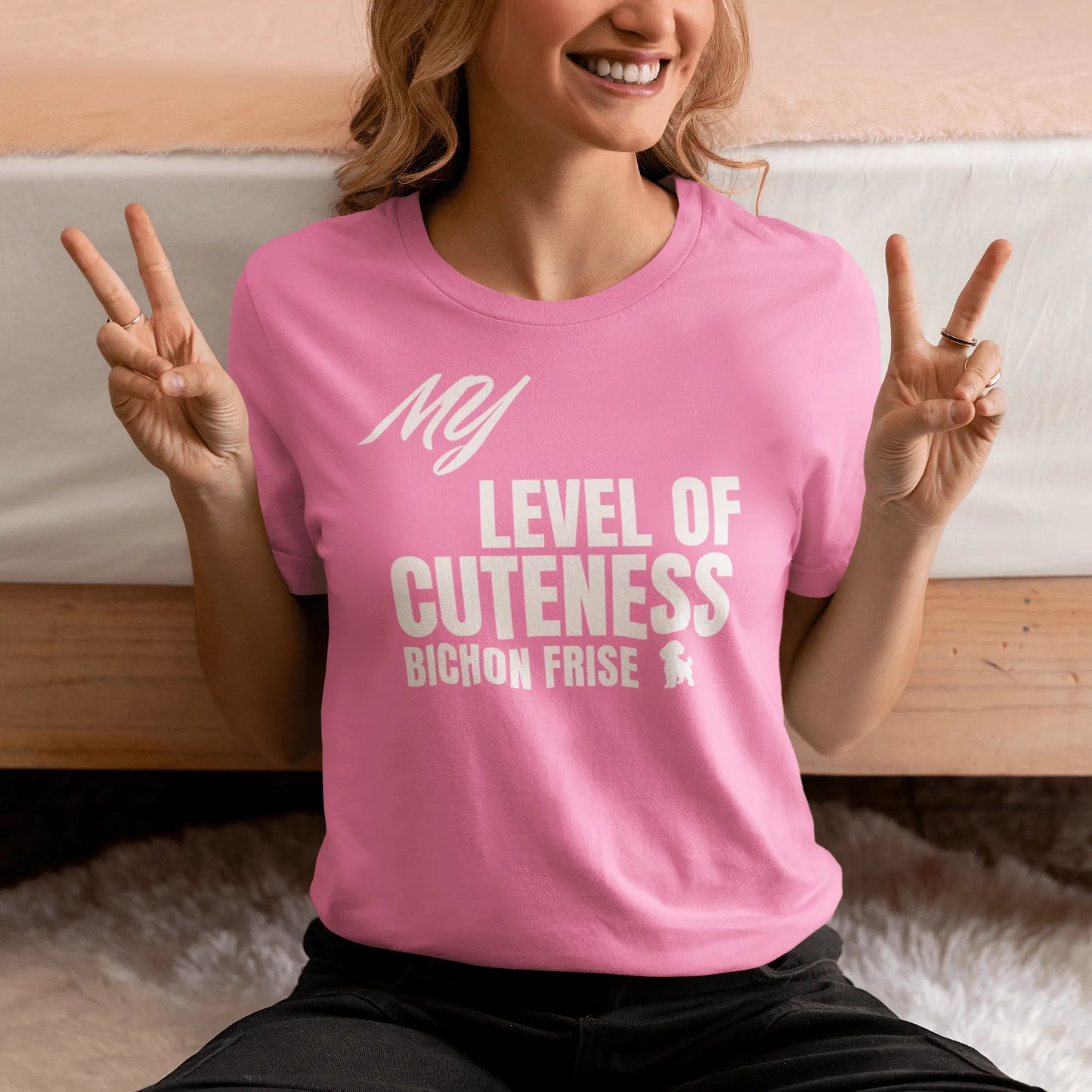 "My Level Of Cuteness Bichon Frise"-Unisex Bichon Frise T-Shirt for Dog Owners