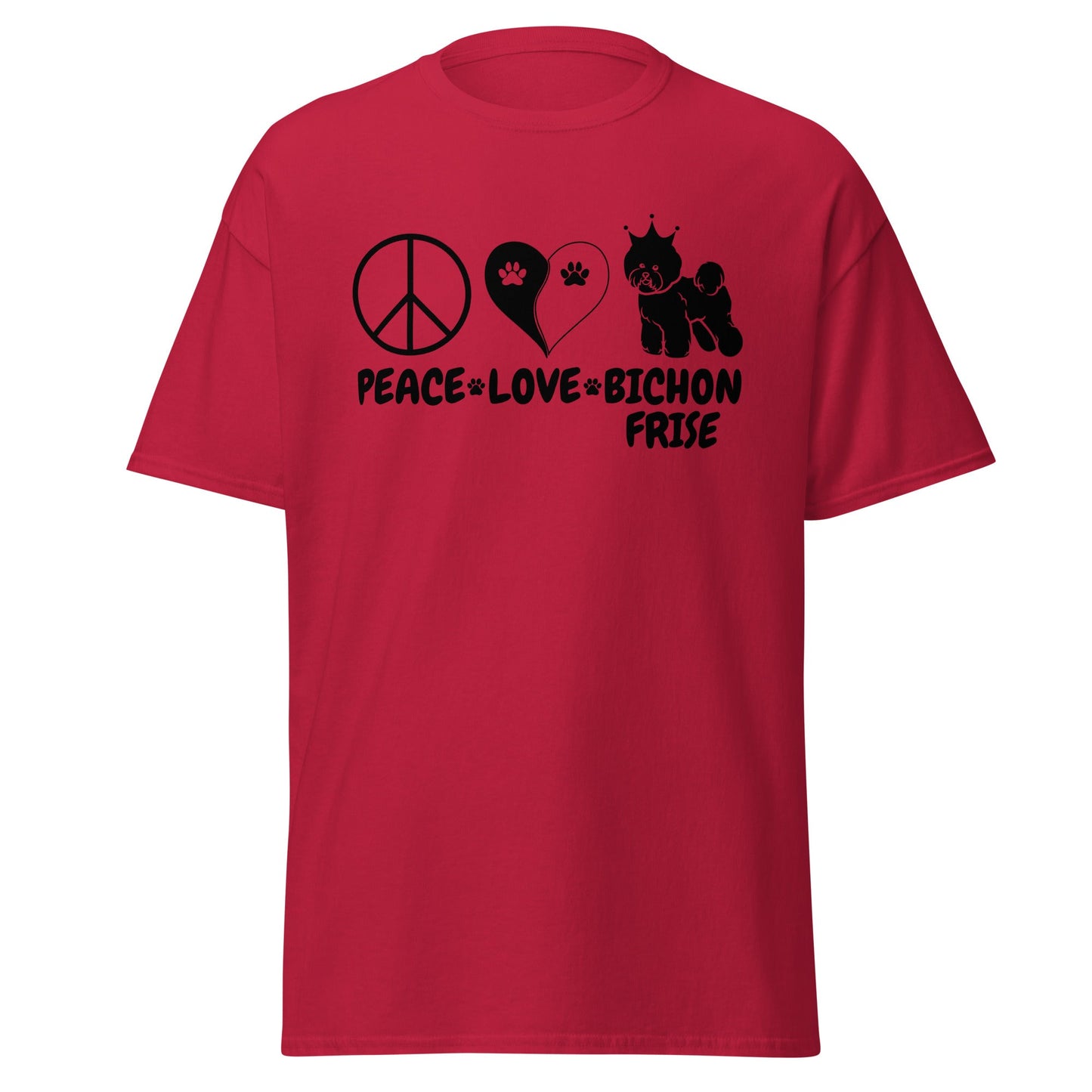 "Peace ,Love, Bichon Frise "-Unisex Bichon Frise T-Shirt for Dog Owners